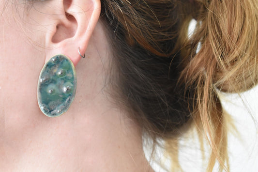 ceramic cactus earrings - dark