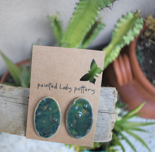 ceramic cactus earrings - dark